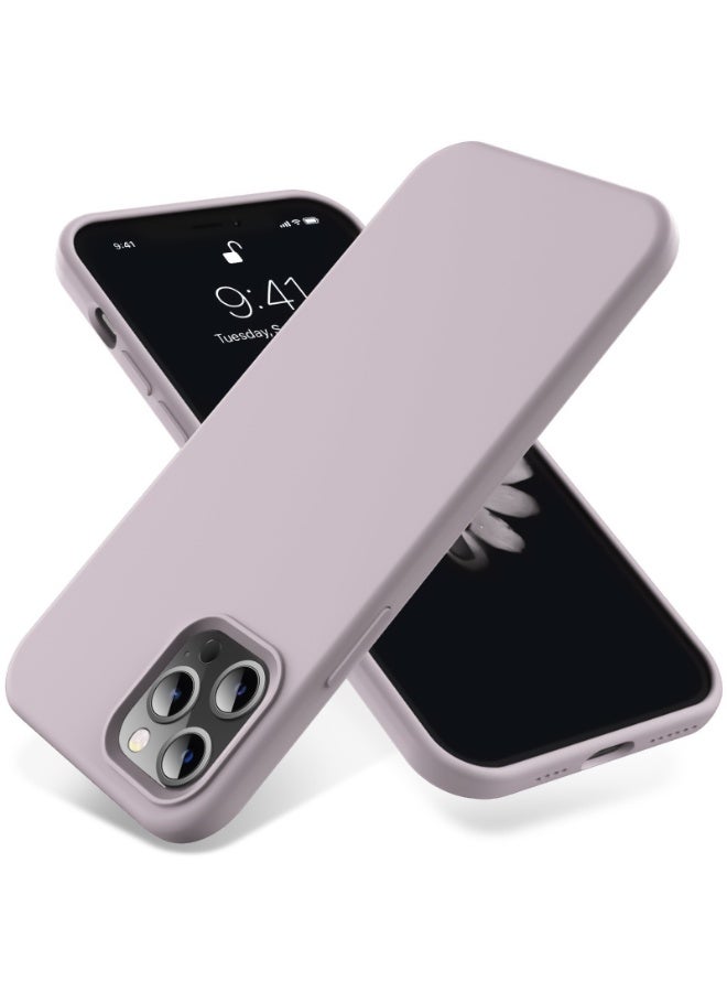 متوافق مع هاتف iPhone 15 Pro Max مقاس 6.7 بوصة، غطاء حماية نحيف من السيليكون السائل، 4 طبقات من المطاط الهلامي الناعم، مقاوم للصدمات، مع بطانة من الألياف الدقيقة المقاومة للخدش (لون بنفسجي مطفي). - Image 1